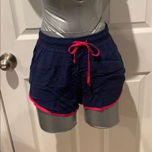 Blue and pink shorts with pockets